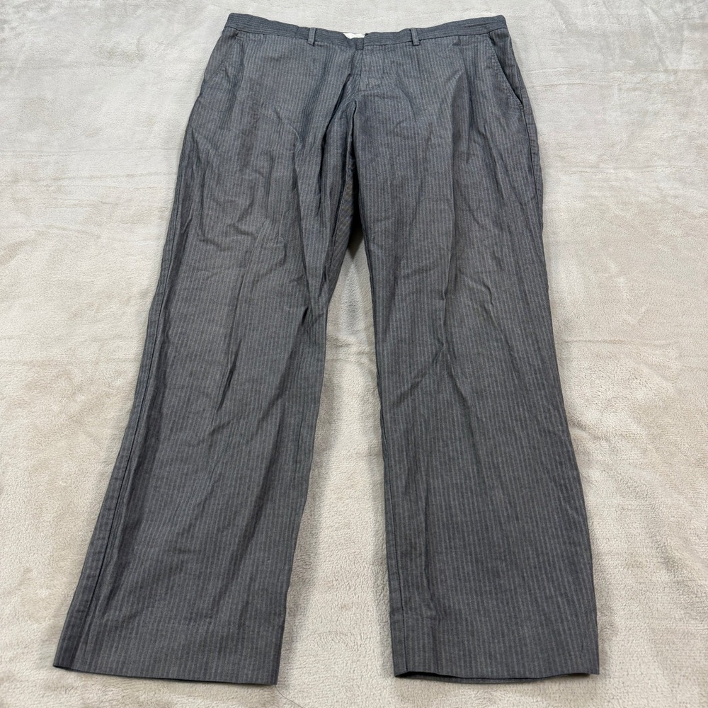J. Crew Bedford Mens 36x30 Grey Herringbone Cotton Pants Straight Leg Chinos EUC